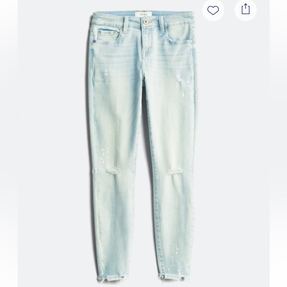 Arielle Skinny Paint Splatter Distresses Frayed Hem Jean Sz 27